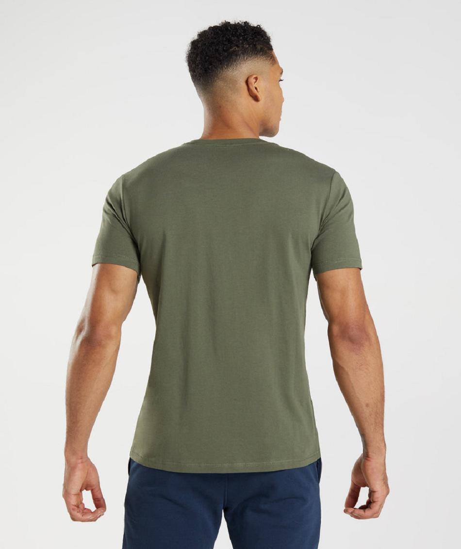 T Shirts Gymshark Sharkhead Infill Hombre Verde Oliva | CO 3296QMA